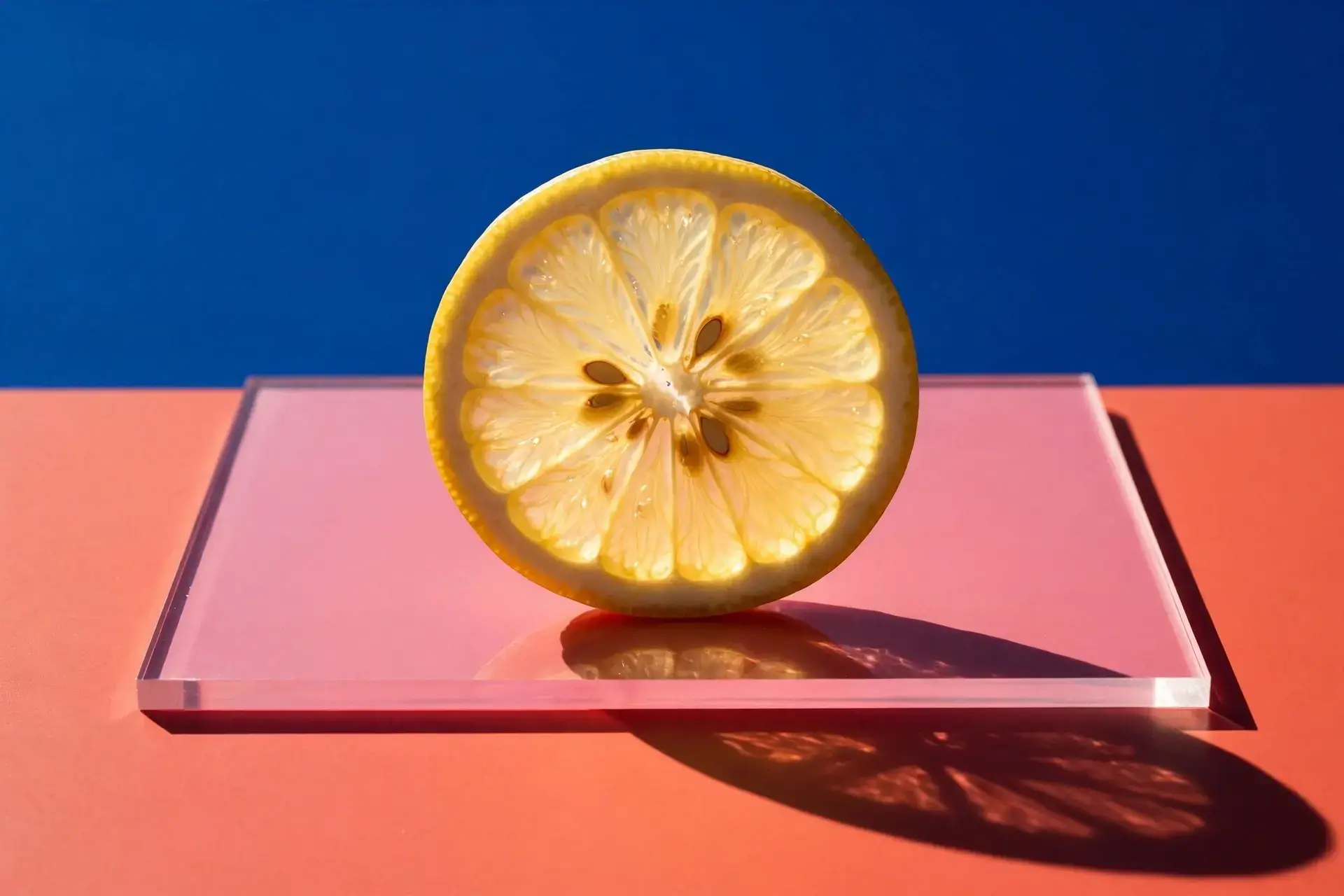 Muse Image generated studio product scene with lemon and color blocks
